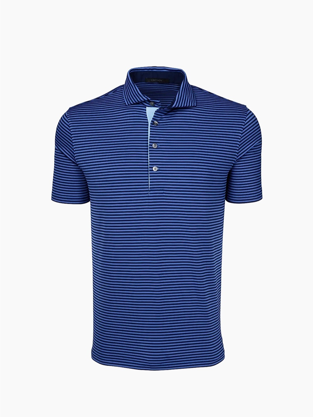 Greyson Quogue Striped Polo Shirt Dark Maltese Blue Golf Tennis Athlesuire Large